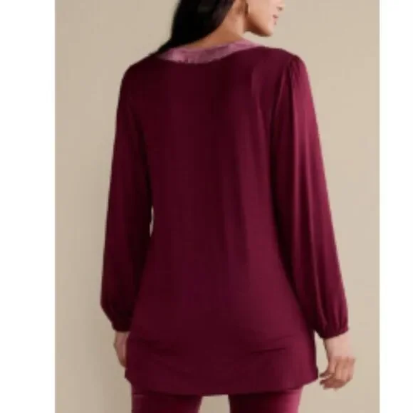 Soft Surroundings Adornment Velvet Trim Tunic Top‎ XL NEW Studded Jersey Knit - Picture 9 of 12